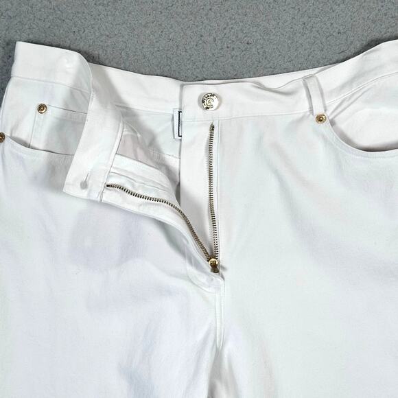 St. John Sport Pants Women's 12 White Gold Jeans Pockets Quiet Luxury Preppy Mom - Picture 7 of 9